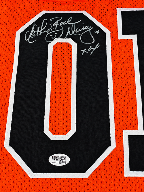 Catherine Bach silver autograph and Daisy inscription on orange number 01 jersey with Prime Time sticker 149511
