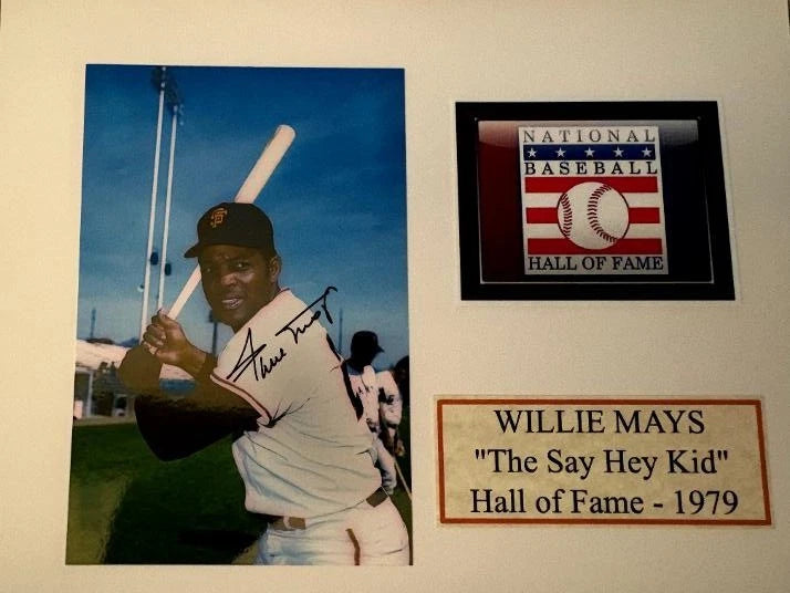 Close-up of signature on Willie Mays photo